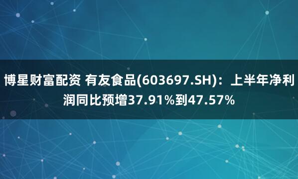 博星财富配资 有友食品(603697.SH)：上半年净利润同比预增37.91%到47.57%