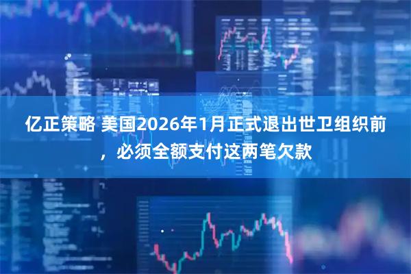 亿正策略 美国2026年1月正式退出世卫组织前，必须全额支付这两笔欠款